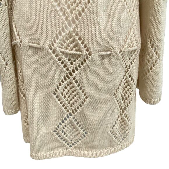 Zara Women Sweater Oatmeal Swimsuit V Neck Coverup Crochet Hodded Dress Small - Picture 5 of 11